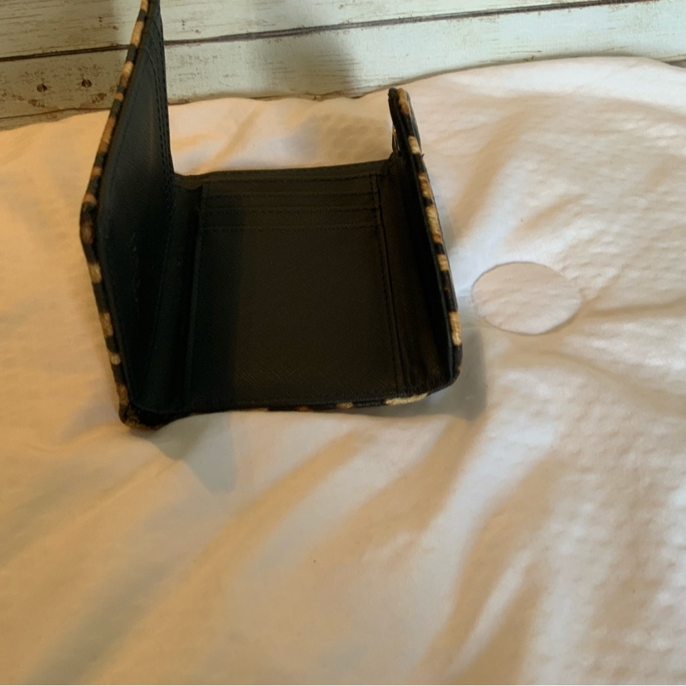 Leopard Print Fold-Over Wallet in Brown and Black - Picture 4 of 5